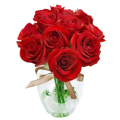 Florero 10 rosas rojas