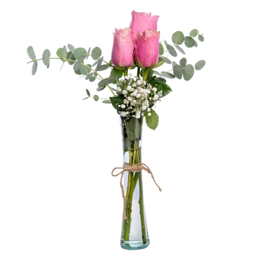 Florero delgado 3 rosas